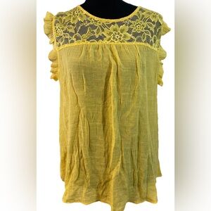 Elizabeth & Nicole Women's Yellow Sleeveless Blouse Size 1XL Floral Boho